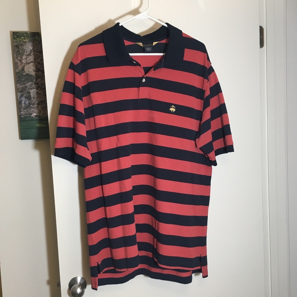 Brooks Brothers Red and Navy Blue Stripe Polo